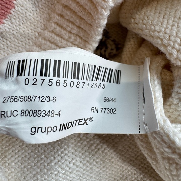 ZARA Baby Cream Knit Sweater with Pink Apple Pattern (Size 3–6 Months / 68 cm) - Picture 6 of 8